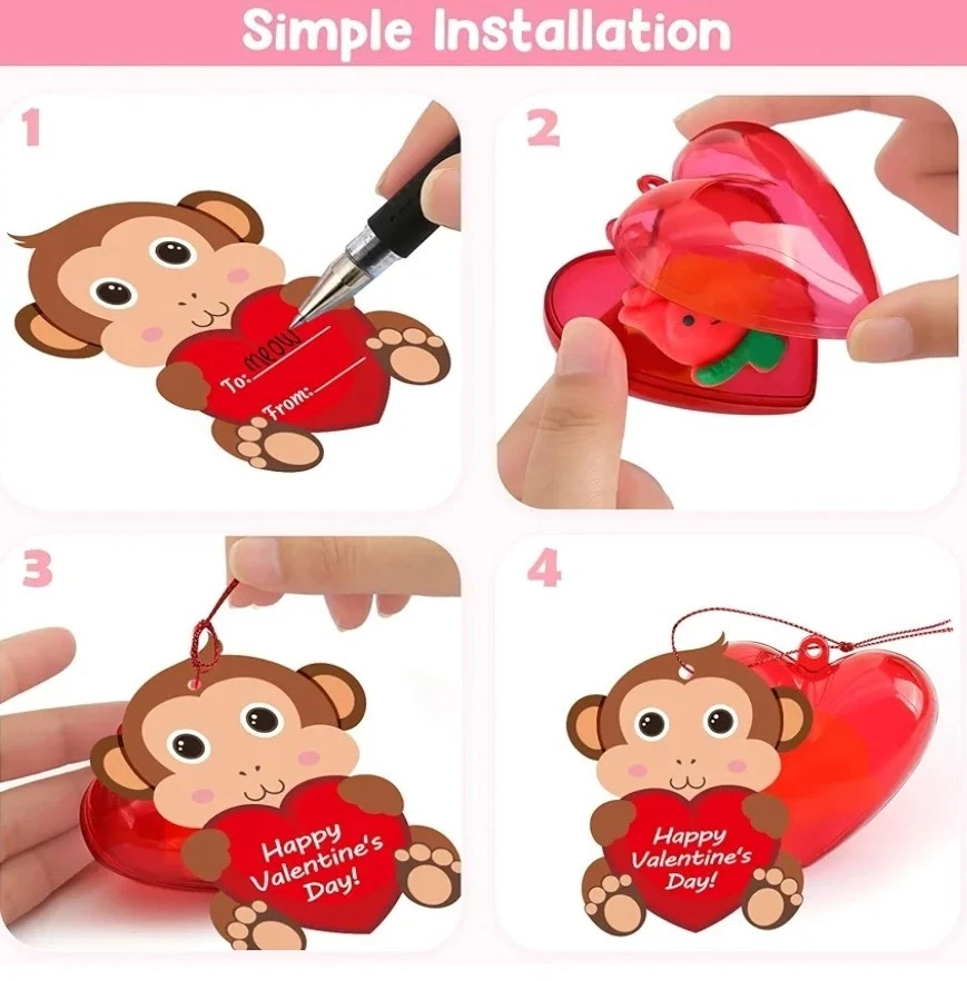 28 Pack Valentine Mochi Squishies Toys and Valentine Cards for Kids, Animal M... - Image 4 of 4