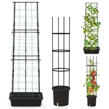 2 Pack Cucumber Trellis Tomato Cage w/ Adjustable Height & Self-watering System