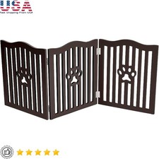 Free Standing Pet Gate Indoor Dog  Cat Barrier Foldable Stylish Safety 47 Inch