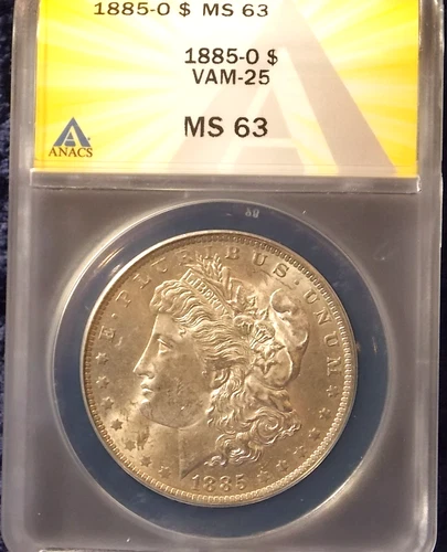 1885-O   MORGAN DOLLAR  *BRIGHT WHITE LUSTER*   MS-63   VAM-25 - DASH UNDER 8