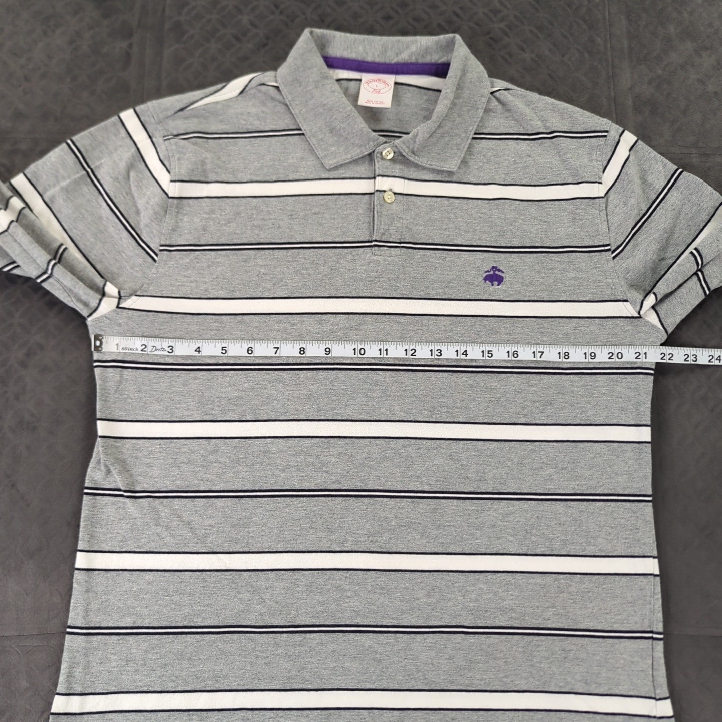Brooks Brothers Polo Shirt Rugby Long Sleeve Striped Gray Men Large thumbnail 7
