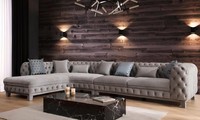Ecksofa L-Form Couch Chesterfield Design Modern Sofa Stoff Textil Neu