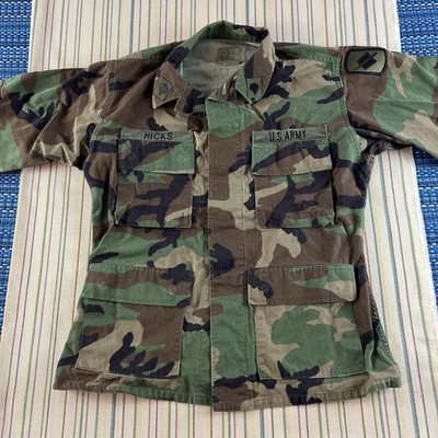Vintage US Army BDU Jacket Small Short Woodland Camouflage 90s