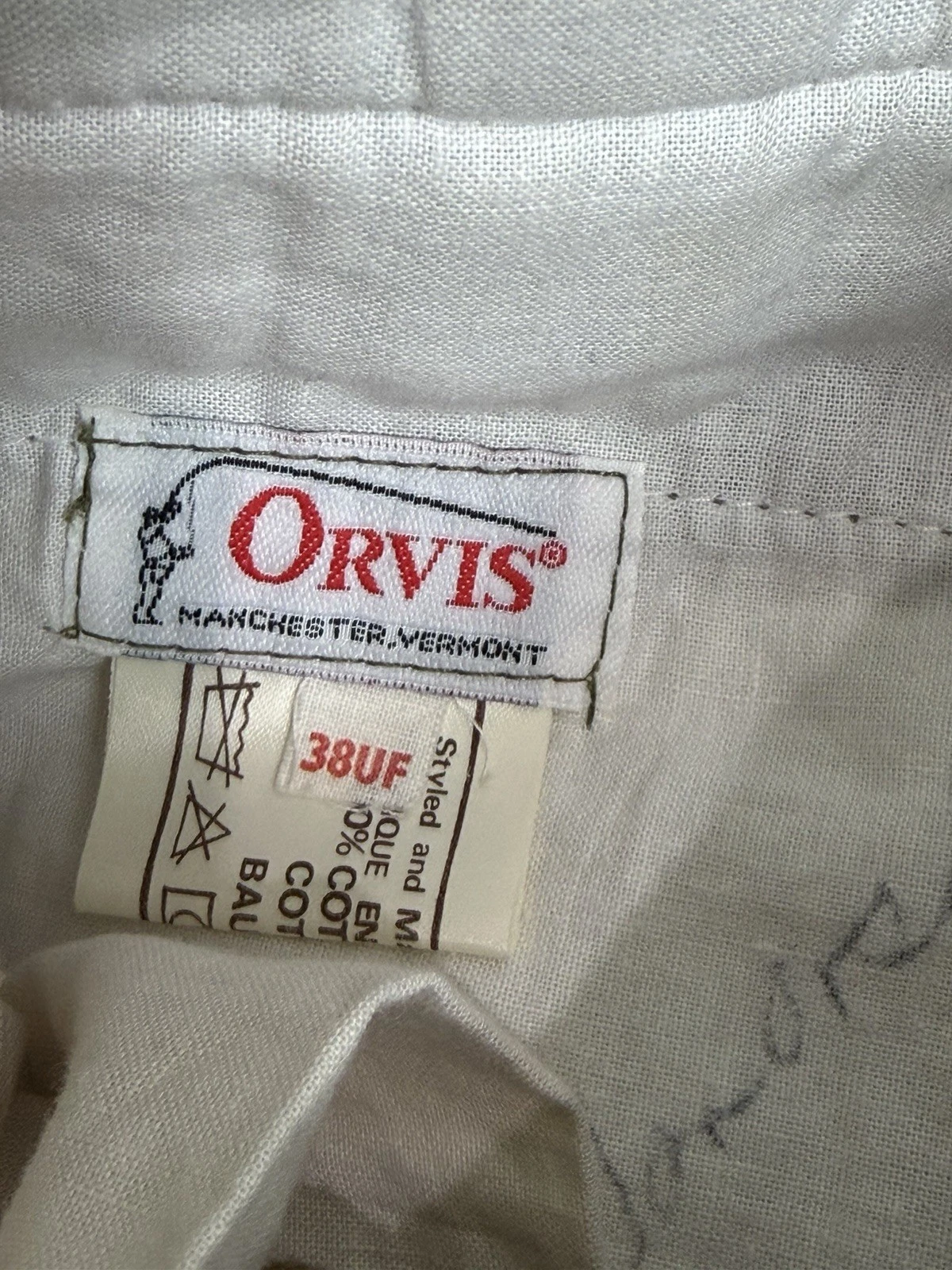 Vintage Orvis Mens Green Cotton Corduroy Flat Front  Leather Trim Pants 38 X 31 image 5