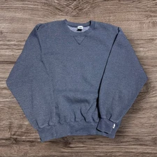 Vintage 90s Russell Athletic Blank Crewneck Sweatshirt Navy XL