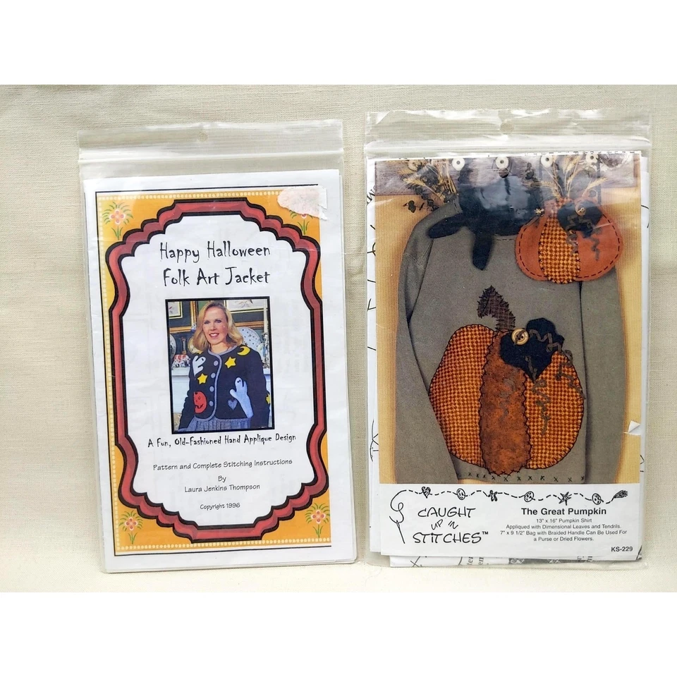 6 Halloween Autumn Sweatshirt Clothing Decor Applique Sewing Patterns, Uncut - Image 4 of 4