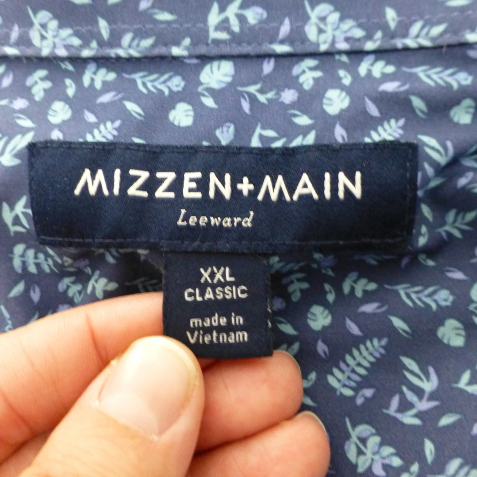 Mizzen Main Shirt Mens XXL Button Up Leeward Blue Stretch Performance Floral AOP - Image 4 of 4