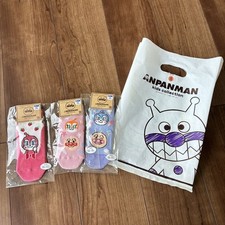 Anpanman Museum socks, 3-pair set, w/shopping bag. size 9 (15~17cm) Anpanman