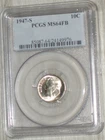 1947-S Roosevelt Dime Full Bands 90% Silver UNC,Gem BU PCGS MS64FB