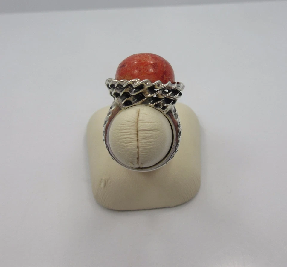 ANILLO DE COMPROMISO CORNALINA OVALADO PLATA ESTERLINA CÓCTEL Banda SX 925 talla 6 Foto 4 de 4