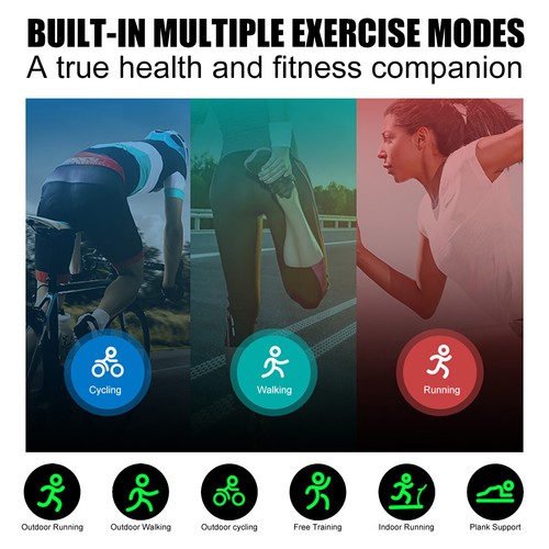 Fit@bit Fitness Tracker d'activité température corporelle fréquence cardiaque sport montre connectée - Photo 7 sur 23