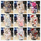 Girl PU Leather Bling Flower Rhinestone Glitter Card Wallet Shoulder Phone Case