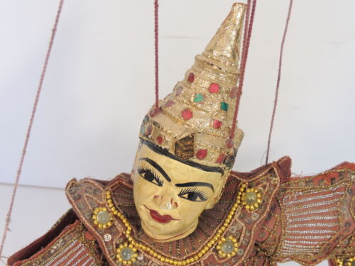 Wooden Man Asian Burmese Magician Sorcerer Puppet Marionette 14" Vintage Antique - Picture 2 of 9