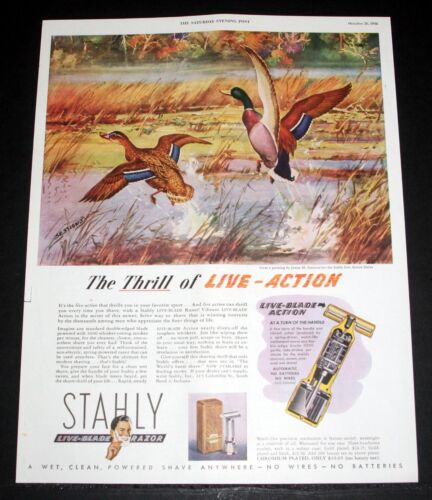 1946 OLD MAGAZINE PRINT AD, STAHLY LIVE-BLADE RAZOR, NO WIRES - NO BATTERIES!  - Picture 1 of 1