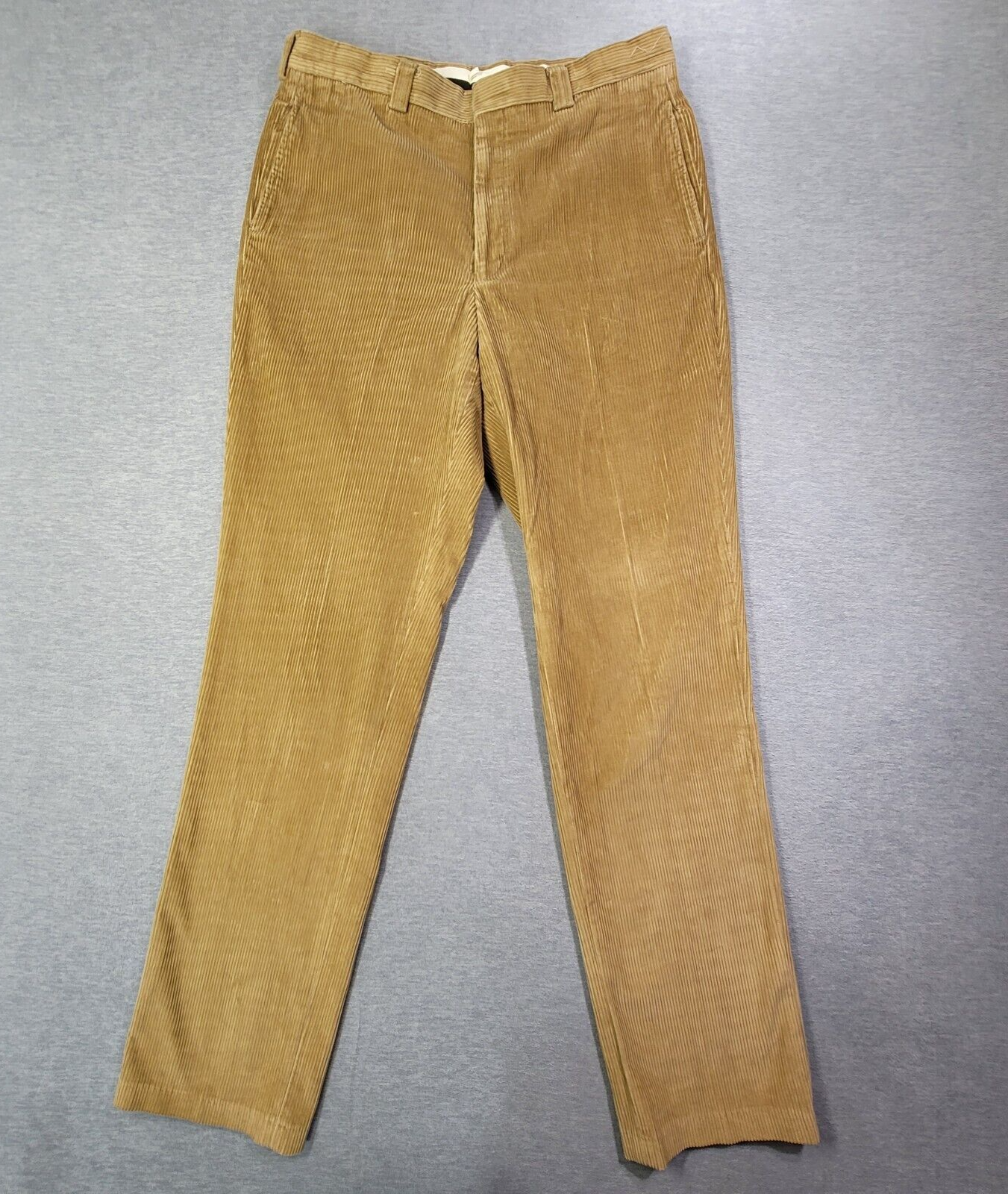 LL Bean Corduroy Pants Mens 34x36 Tan Straight Leg Flat Front Mid Rise Casual