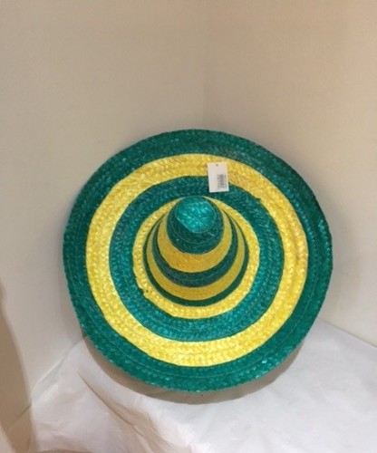 GREEN AND YELLOW MEXICAN SOMBRERO HAT 