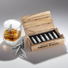 Whiskey Stone Gift Set - Stainless Steel Whiskey Stones in a Wooden Army Crat...
