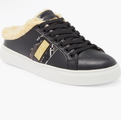 Cavalli Class Faux Shearling Lined Mule Sneakers, Black, Size US 10