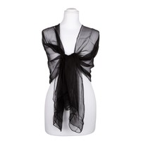 Seidenschal Halstuch Schal Chiffon Schwarz Seide 180X55Cm