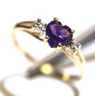 10k yellow gold .005ct SI1 H diamond heart amethyst gemstone ring 1.8g antique 7 — photo 4