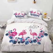 3D Leaves Flamingo NAO5051 Bed Pillowcases Quilt Duvet Cover Set Queen King Fay