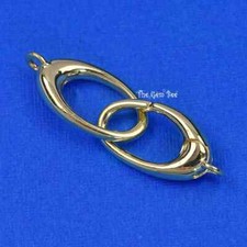 22mm 14k Solid Yellow Gold Oval Lobster Dual Link Clasp Hook Locker Jump Ring