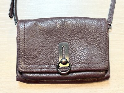 Vince Camuto Brown Pebbled Leather Small Flap Crossbody Bag Shoulder Purse