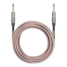 Clef Audio Labs 6.35mm TS to 6.35mm TS, Grey Copper Braided - 15FT -1PK