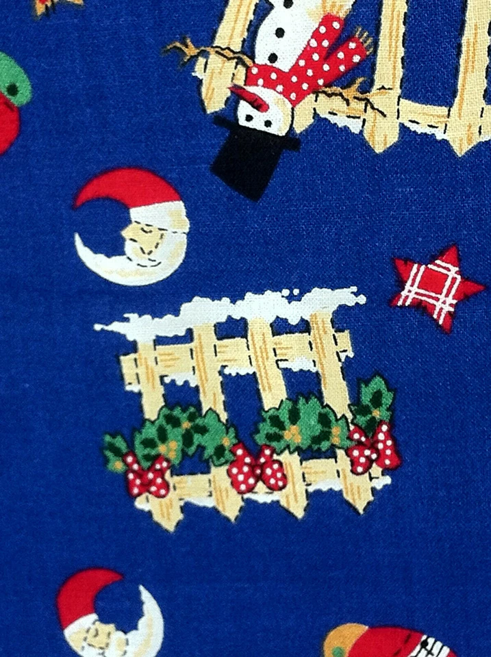 Fabric Traditions Christmas Angels Snowman Sled Fence Sheep on Blue 3Y x 44" W - Image 3 of 4
