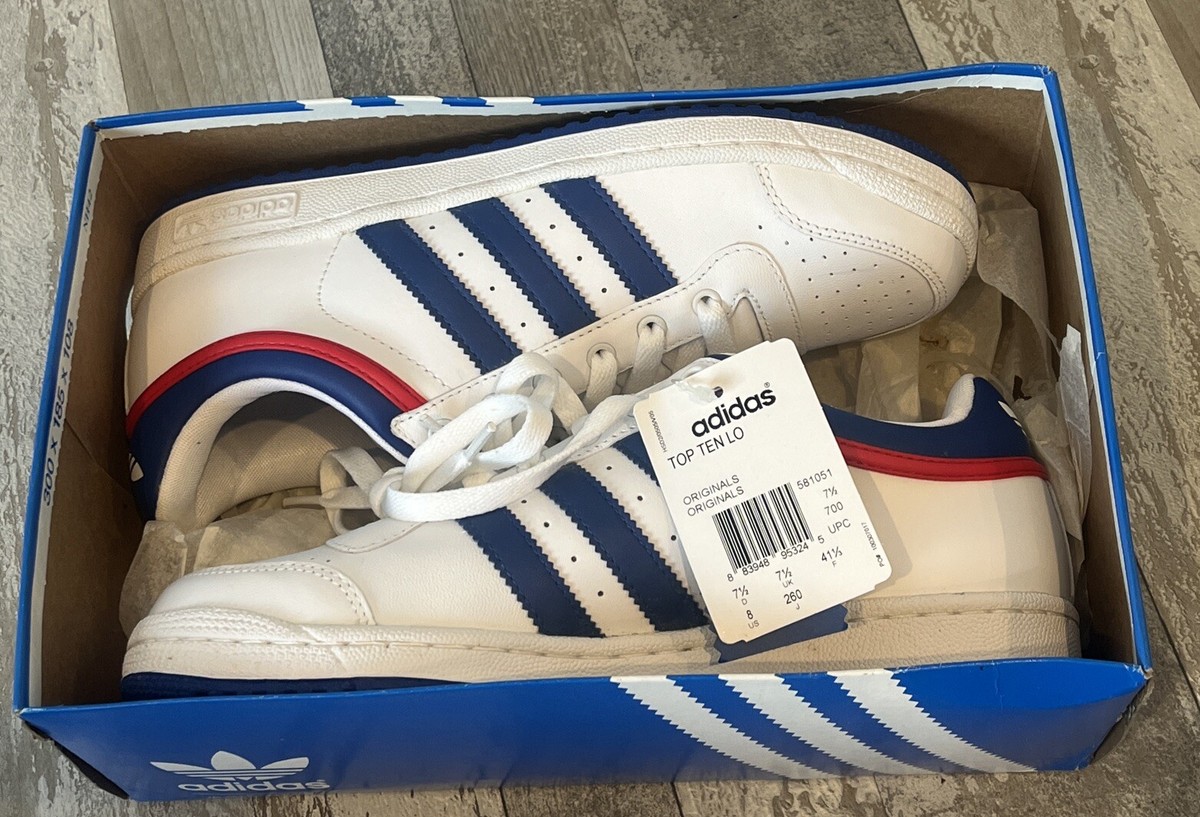ADIDAS TOP TEN LO SZ 8 OG DS RED WHITE BLUE 581051 RARE RUN ADIDAS TOP TEN LO SZ 8 OG DS RED WHITE BLUE 581051 RARE RUN