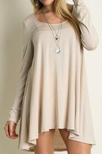 UMGEE Womens Solid Knit Cut Out 3/4 Sleeve Chic Dress - Small, Taupe NEW