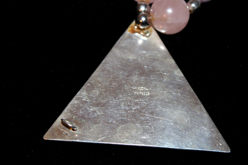 Antique Tulla Booth Sterling Silver Jade Necklace Pink Purple Statement - Picture 6 of 8
