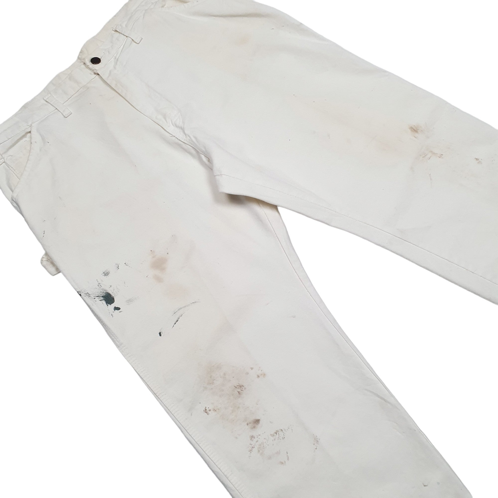 DICKIES Carpenter Carpenter Workwear Trousers Cotton White Mens W38 L28 image 3