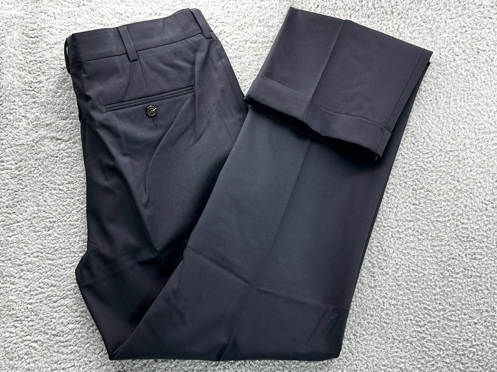 100 New Lands' End Men's Washable Wool Plain Dress Pants Dk Navy 34x36 eBay