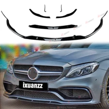 For Mercedes C205 C63 AMG Coupe 2015-2022 Front Spoiler Lip Splitter GLOSS BLACK