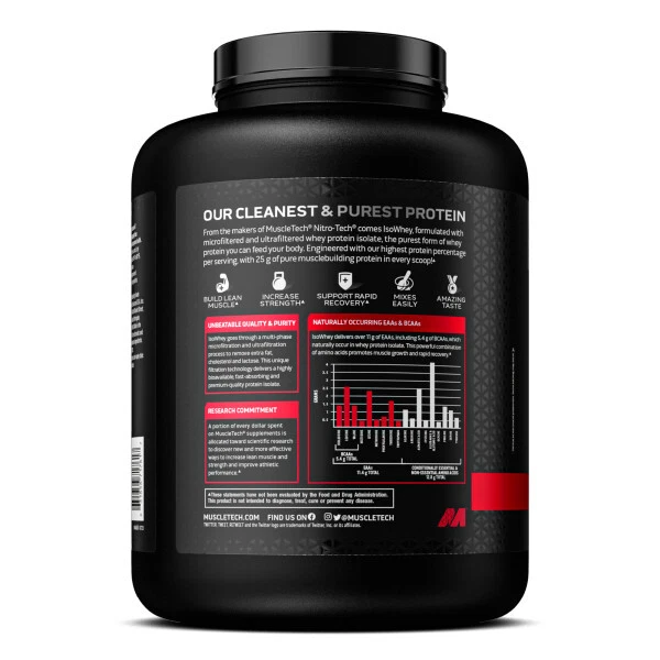 MUSCLETECH IsoWhey 100% WPI Whey Protein Isolate, 5.01 lbs (2.27 kg), 2 Flavours - image 3 of 3