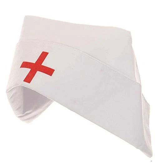 ADULT WOMENS GIRLS WHITE NURSE COSTUME HAT CAP DOCTOR HOSPITAL - Image 3 of 4