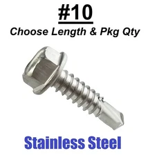 #10 Hex Washer Head Self Drilling Sheet Metal Tek Screws 410 Stainless Steel