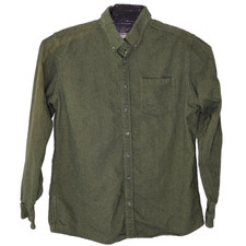 Eddie Bauer Brushed Flannel Shirt Tall Large Green Relaxed Fit Cotton IMPERFECT