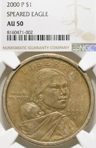 2000-P SAC$1 NGC AU50 Speared Eagle FS-901 Sacagawea Dollar Wounded Lowball