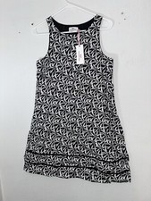Vineyard Vines Allover Palm Cisco Swing Dress Black and White Linen Size 2 NEW