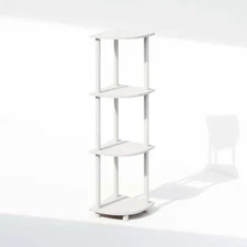 4-Tier Multipurpose Corner Shelf, Display Shelf, White/White