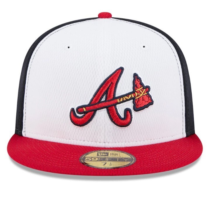 New Era Atlanta Braves 59Fifty Hat 7 3/8 Red White On Field
