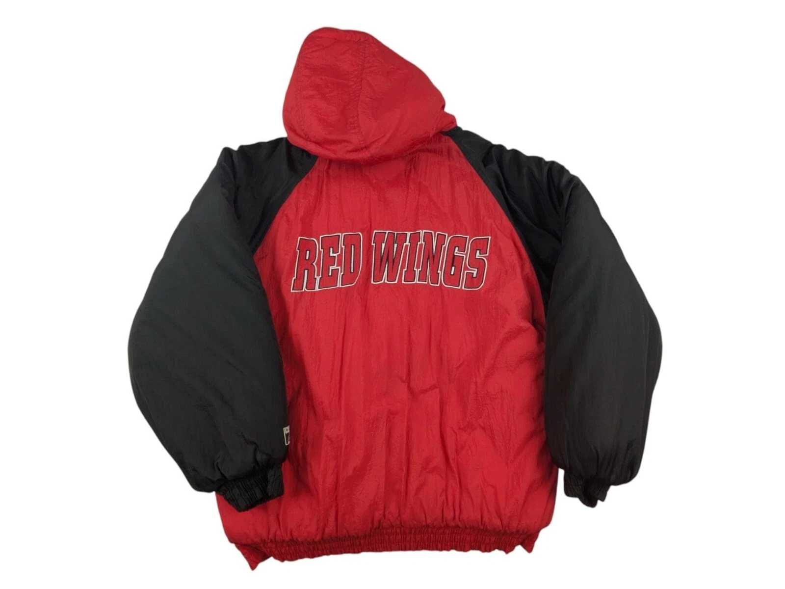 90s VTG Detroit Red Wings Puffer Jacket Insulated Zip Up Hooded Logo 7 Size XL