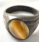 MCM VINTAGE MENS STERLING SILVER CATS EYE RING SIZE 9.5- FREE SHIP