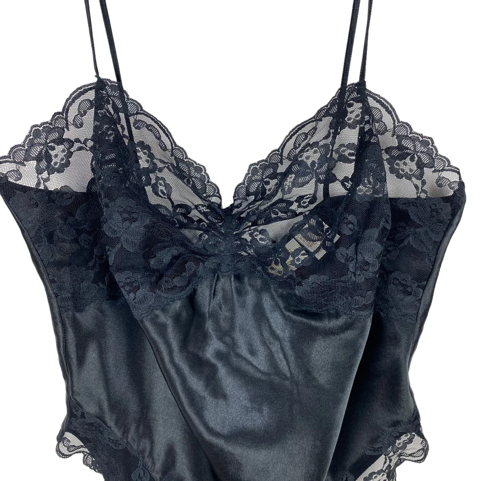 Body de peluche negro de encaje vintage Victoria’s Secret Gold Label para mujer talla M Foto 2 de 4