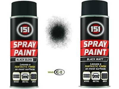 151 Spray Paint Black Matt & Black Gloss Aerosol Cars Metal, Wood