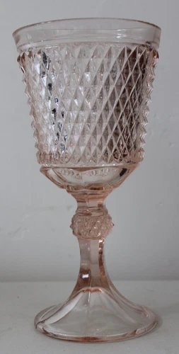 Pink Depression Glass Pedestal Bowl Dish L#1382