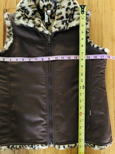 GIRLS GAP REVERSIBLE FAUX FUR LINED LEOPARD PRINT VEST BROWN XXL14/16 EXCELLENT - Picture 10 of 12