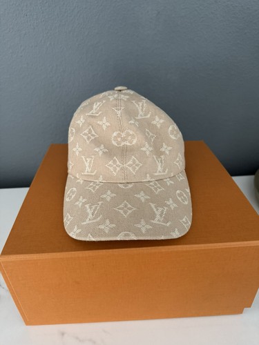 Louis Vuitton LV Monogram Essential Cotton Baseball Cap Hat Beige Size L